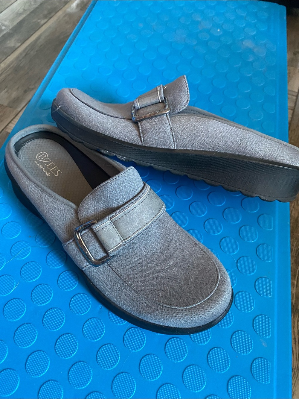 Bzees Women’s TV Light Gray Slip-On Buckle Loafers